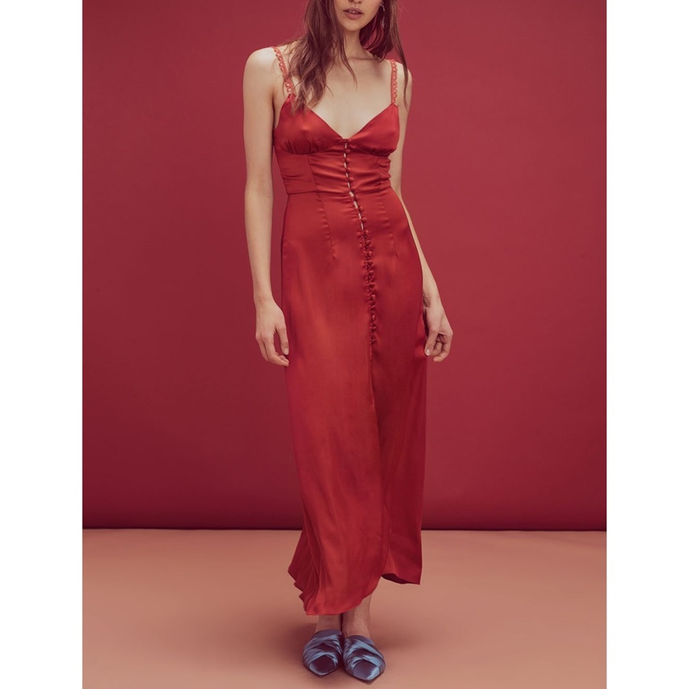 For Love & Lemons Isabella Button Up Maxi Dress S